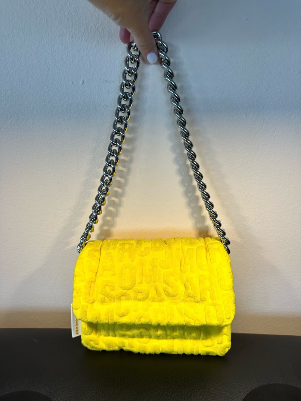Marc Jacobs Puffy Monogram Chain Shoulder Bag Bright Yellow Jacquard | Like New - Picture 11 of 13